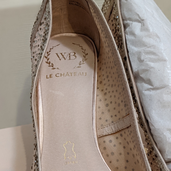 Nude mesh shiffon crystal rhinestone heels - Picture 7 of 7